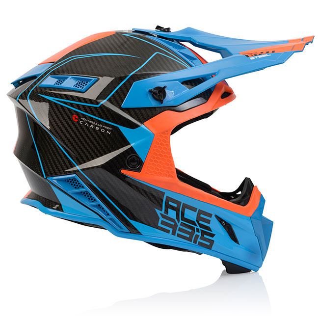 XTRA LARGE Orange/Blue Acerbis Steel Carbon Full Face Helmet