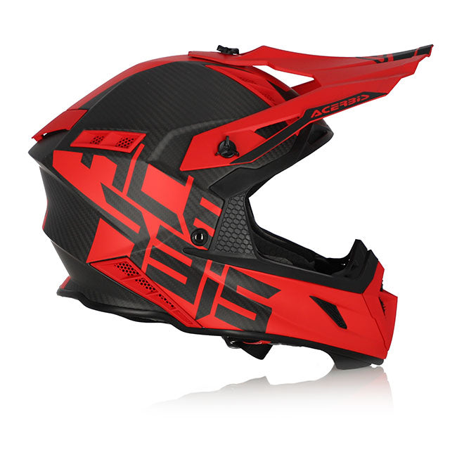 LARGE RED Acerbis Steel Carbon Full Face Helmet